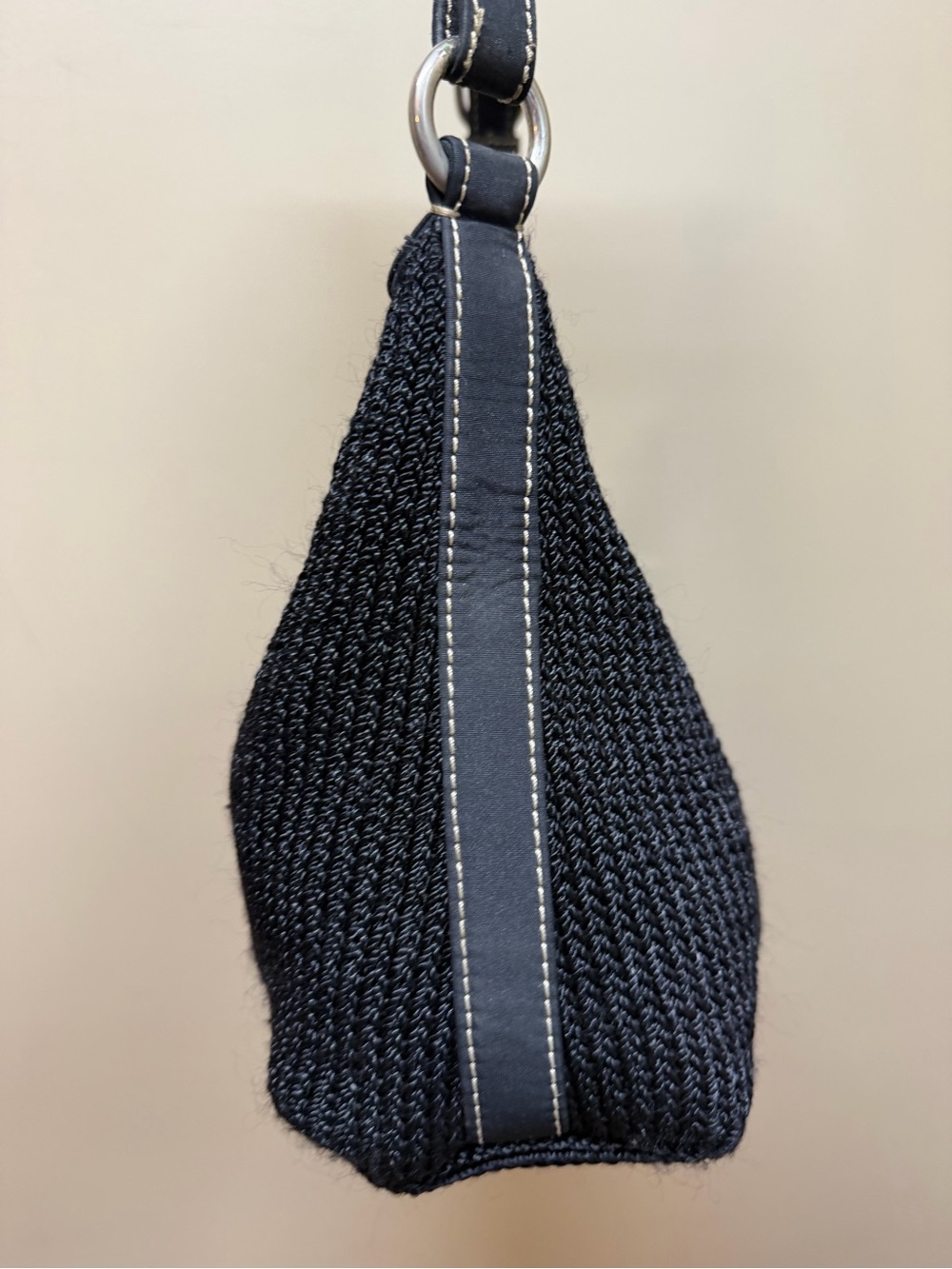 The Sak Black Woven Small Purse Crochet Knit Shoulder Baguette Shoulder Bag Y2k - Picture 3 of 8